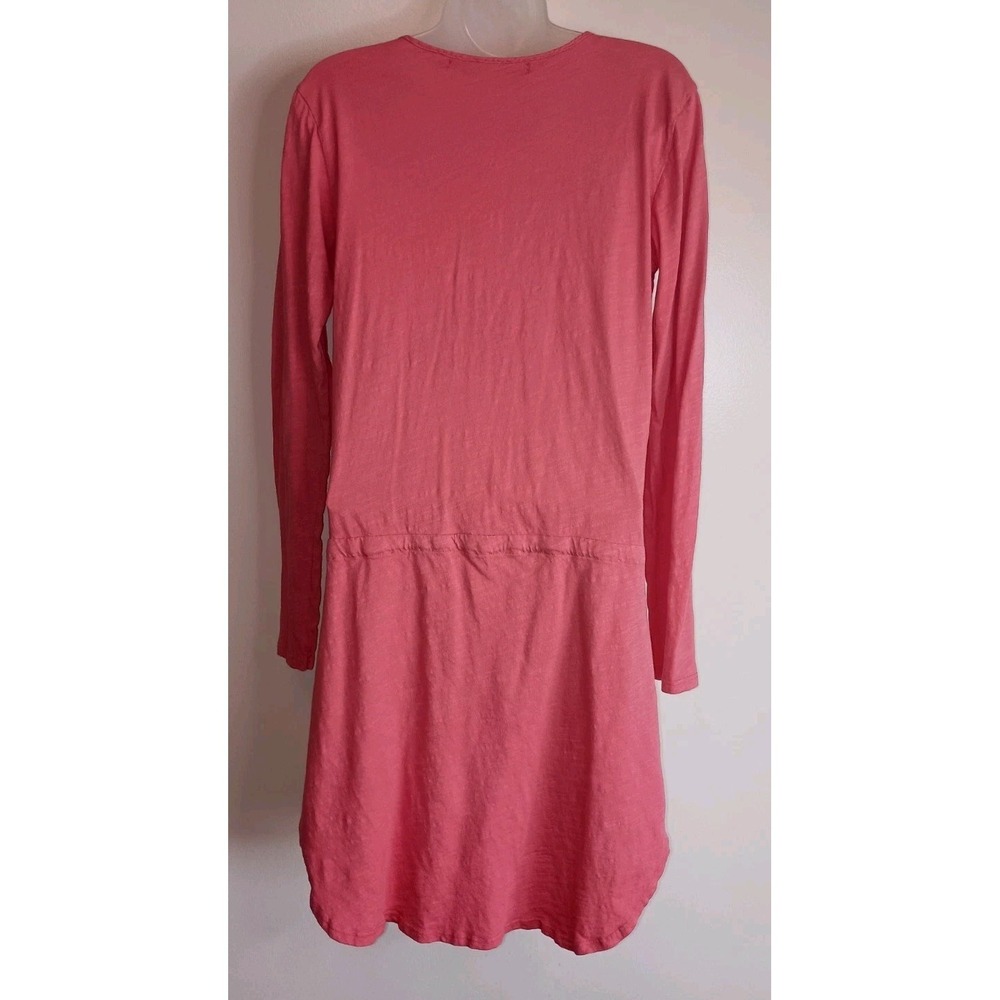 Michael Stars Coral Cotton Slub Knit Shirt Dress Drawstring Waist Casual Small‎ - Picture 6 of 10
